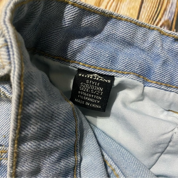 Elite Jeans Light Wash Distressed Cut Off Denim Jean Shorts - Picture 4 of 4